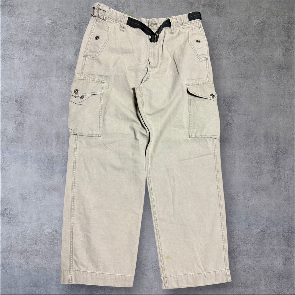 Old Navy Cargo Pant Men 34x30 Beige Relaxed Belted Utility Gorpcore Workwear Y2K